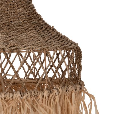 CEILING PENDANT LAMP HM7819 PALM LEAF FIBERS AND SEAGRASS FRINGES IN NATURAL Φ42x34Hcm.