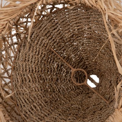 CEILING PENDANT LAMP HM7819 PALM LEAF FIBERS AND SEAGRASS FRINGES IN NATURAL Φ42x34Hcm.