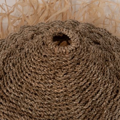 CEILING PENDANT LAMP HM7819 PALM LEAF FIBERS AND SEAGRASS FRINGES IN NATURAL Φ42x34Hcm.