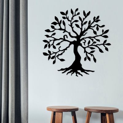 100% METALLIC WALL DECORATION WITH BLACK TREE HM7208 60x60 cm.