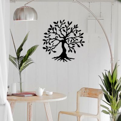 100% METALLIC WALL DECORATION WITH BLACK TREE HM7208 60x60 cm.