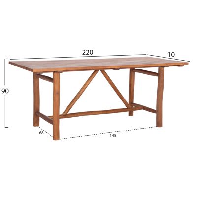 DINING TABLE GROOVE HM9390.01 SOLID TEAK WOOD NATURAL COLOR 220X100X90Hcm.