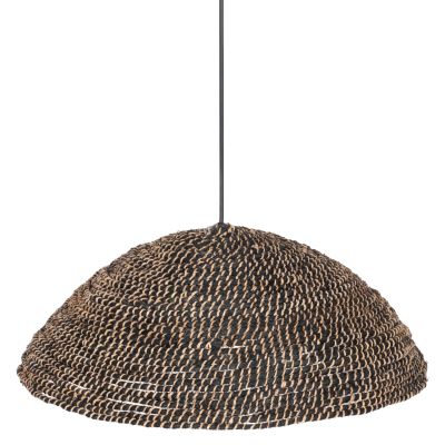 CEILING PENDANT MADE OF RECYCLED ABACA IN BLACK COLOR Φ49x15Hcm.HM7783