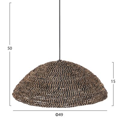 CEILING PENDANT MADE OF RECYCLED ABACA IN BLACK COLOR Φ49x15Hcm.HM7783