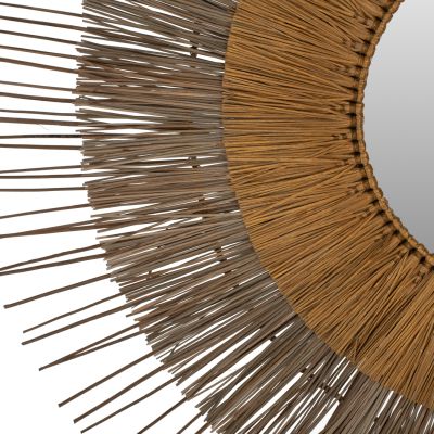 MIRROR WITH MENDONG GRASS FRAME NATURAL-GOLD COLOR Φ105cm. HM7798