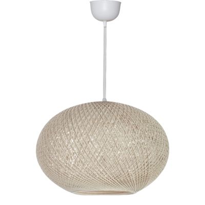 PENDANT CEILING LAMP HM7624.02 BEIGE OVAL-SHAPED SPHERE, KNITTED ROPE, INDOORS