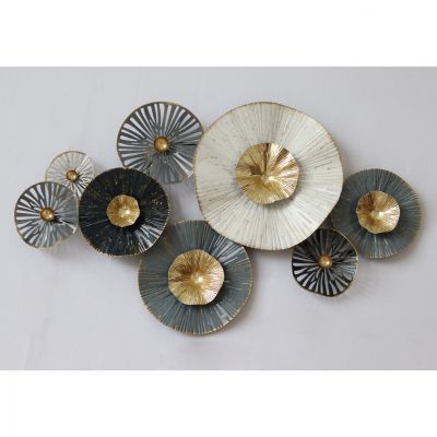 МЕТАЛНА ДЕКОРАЦИЯ ЗА СТЕНА HM7170 СИВО ЕКРЮ ЗЛАТО 88x7x51Y см.