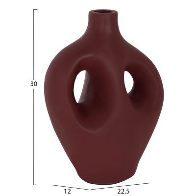TABLE DECORATIVE VASE FLIKER HM4666.03L TERRACOTA IN MAROON RED--22.5x12x30Hcm.