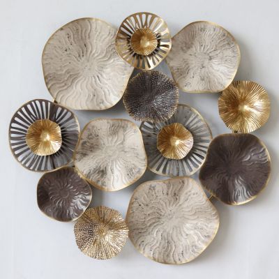 METALLIC WALL DECORATION HM7163 BROWN ECRU GOLD 69x8x69Y cm.