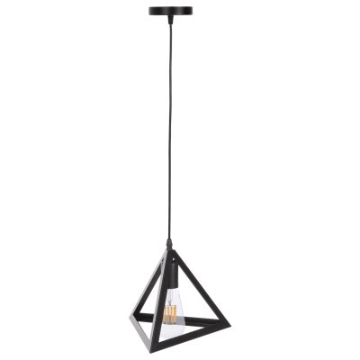 CEILING PENDANT LAMP HM4181 BLACK METAL CAP PYRAMID 15x15x125Hcm.
