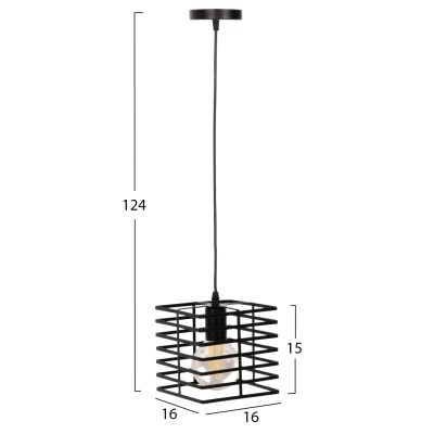 CEILING PENDANT LAMP HM4131 BLACK METAL CAP 16x16x124Hcm.