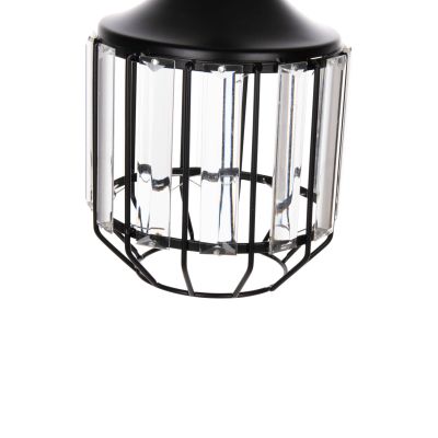 CEILING PENDANT LAMP HM4084 3-LIGHT BLACK METAL-GLASS Φ14x123Hcm.