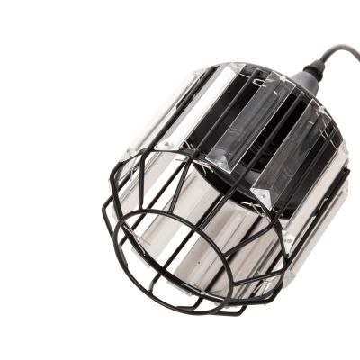 CEILING PENDANT LAMP HM4084 3-LIGHT BLACK METAL-GLASS Φ14x123Hcm.