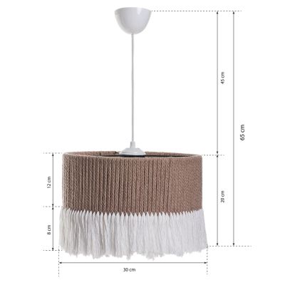 CEILING PENDANT HM7657.01, BEIGE-WHITE, ROPE, Φ30x65