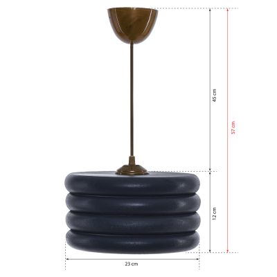 CEILING PENDANT HM7655.03, CHARCOAL GREY WOODEN RINGS, Φ23x57