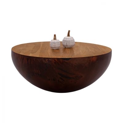Decorative coffee table Bowl Round Φ90x40cm Rusty with acacia wood HM8717.02