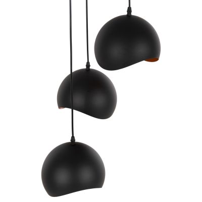 CEILING PENDANT 3-LIGHTER HM4166.01 METAL SPHERES IN BLACK-ORANGE Φ20x112Hcm.