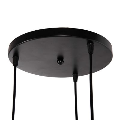 CEILING PENDANT 3-LIGHTER HM4166.01 METAL SPHERES IN BLACK-ORANGE Φ20x112Hcm.