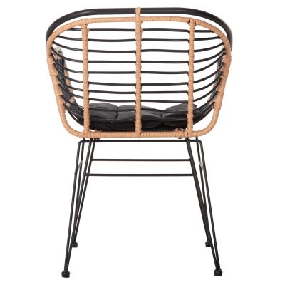 OUTDOOR ARMCHAIR ALLEGRA HM5663.11 METAL FRAME-P.E.RATTAN IN BEIGE & BLACK 58x59x81Hcm.