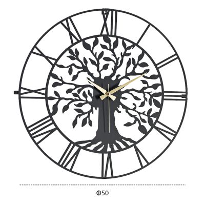 BLACK METAL WALL CLOCK HM7633.01 D50 cm.