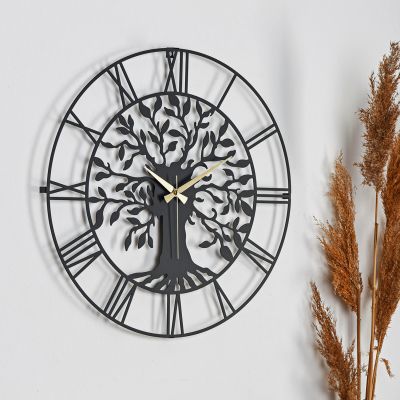BLACK METAL WALL CLOCK HM7633.01 D50 cm.