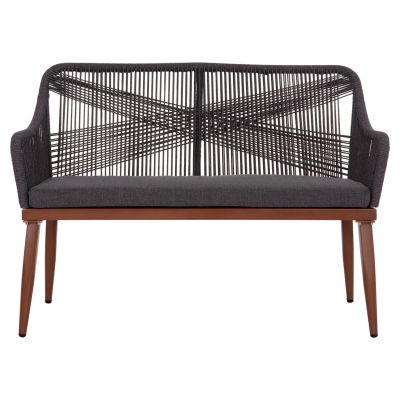 OUTDOOR SOFA 2-SEATER MYRTIA HM5550.11 ALUMINUM IN BROWN--P.E. ROPE IN ANTHRACITE 123x61x90Hcm.