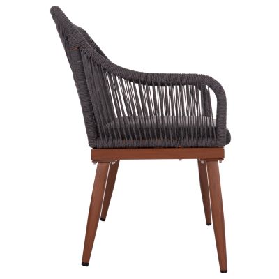 OUTDOOR SOFA 2-SEATER MYRTIA HM5550.11 ALUMINUM IN BROWN--P.E. ROPE IN ANTHRACITE 123x61x90Hcm.