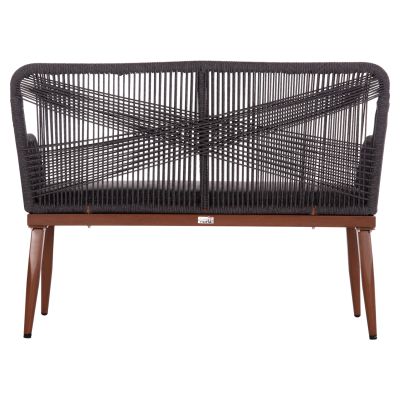 OUTDOOR SOFA 2-SEATER MYRTIA HM5550.11 ALUMINUM IN BROWN--P.E. ROPE IN ANTHRACITE 123x61x90Hcm.