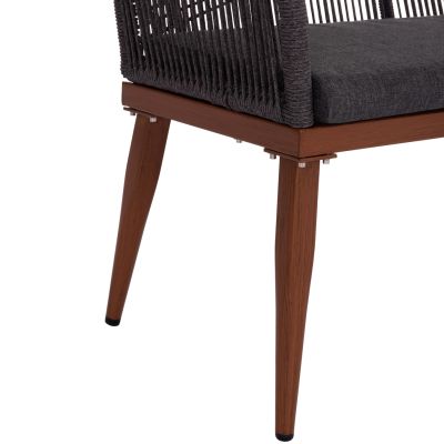 OUTDOOR SOFA 2-SEATER MYRTIA HM5550.11 ALUMINUM IN BROWN--P.E. ROPE IN ANTHRACITE 123x61x90Hcm.