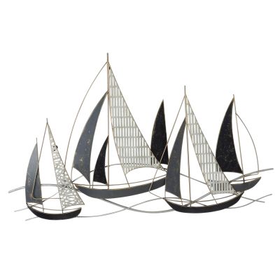 METAL WALL DECORATION HM7160 COAL WHITE GOLD 91x3x55Η cm.