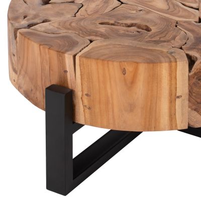 COFFEE TABLE MOBLEY HM9352 ROUND SOLID TEAK NATURAL COLOR Φ80x40H