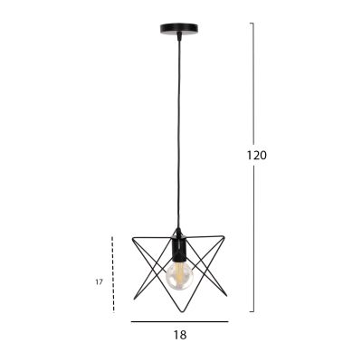 CEILING PENDANT LAMP HM4075 BLACK METAL CAP 18x17x120Hcm.