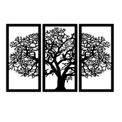 WOODEN BLACK WALL DECORATION WITH TREE 105X66 HM7221