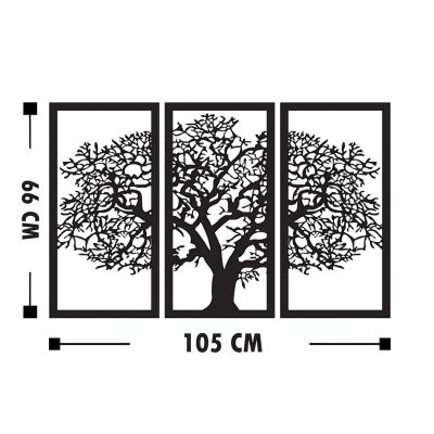 WOODEN BLACK WALL DECORATION WITH TREE 105X66 HM7221