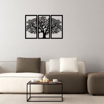 WOODEN BLACK WALL DECORATION WITH TREE 105X66 HM7221