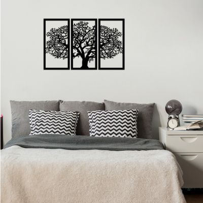 WOODEN BLACK WALL DECORATION WITH TREE 105X66 HM7221