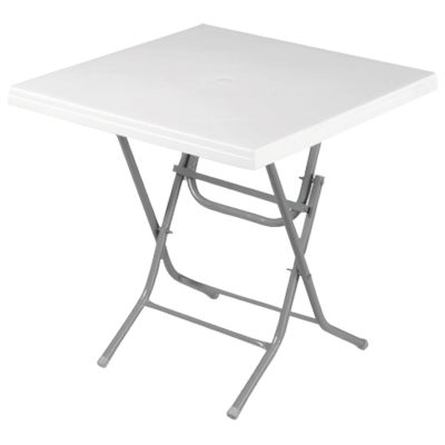 WHITE POLYPROPYLENE TABLE HM5852 WITH FOLDABLE METALLIC BASE
