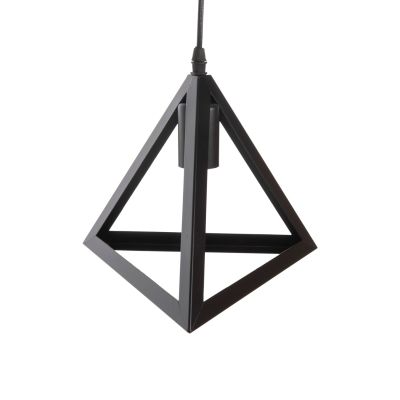 CEILING PENDANT LAMP HM4182 3 BLACK METAL CAPS PYRAMID Φ23x124Hcm.