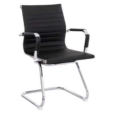 CONFERENCE CHAIR BOSS HM1023.31 WITH ARMS-BLACK PU-CHROMED METAL LEGS 54x55x88Hcm.
