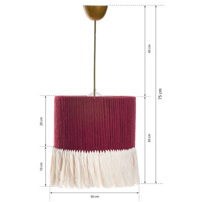 CEILING PENDANT HM7653.06, MAROON-WHITE, ROPE, Φ30x80H