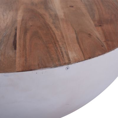 Decorative Coffee Table Bowl Round 90cm white with acacia wood HM8717.03