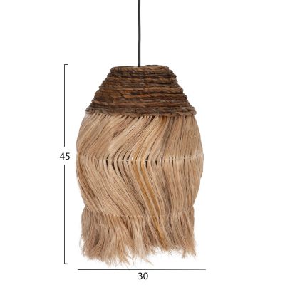 CEILING PENDANT OBLONG CYLINDRICAL CAP MADE OF ABACA FIBERS IN NATURAL 30x30x45Hcm.HM7763