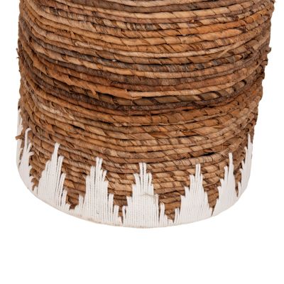 ROUND BASKETS WITH LID 3PCS HM4306 RUSH IN NATURAL-WHITE Φ42x63Hcm.