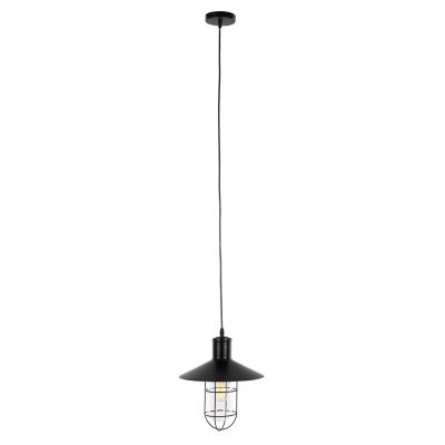 CEILING PENDANT LAMP HM4119 BLACK METAL-GLASS Φ26x125Hcm.