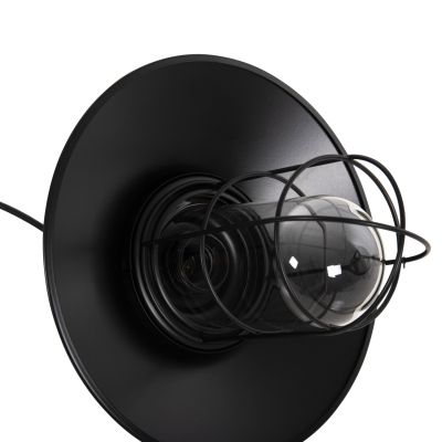 CEILING PENDANT LAMP HM4119 BLACK METAL-GLASS Φ26x125Hcm.