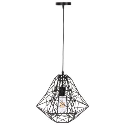 CEILING PENDANT LAMP HM4067 BLACK METAL MESH CAP 36x30x130Hcm.