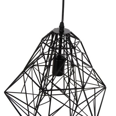CEILING PENDANT LAMP HM4067 BLACK METAL MESH CAP 36x30x130Hcm.