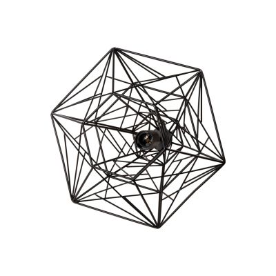 CEILING PENDANT LAMP HM4067 BLACK METAL MESH CAP 36x30x130Hcm.