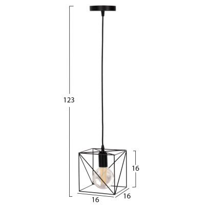 CEILING PENDANT LAMP HM4039 BLACK METAL CUBE 16x16x123Hcm.