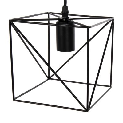 CEILING PENDANT LAMP HM4039 BLACK METAL CUBE 16x16x123Hcm.